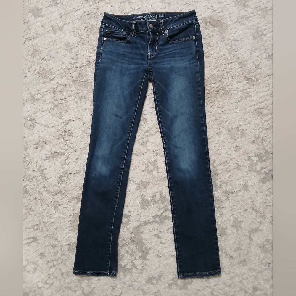 American Eagle Women's Dark Blue Skinny Jeans ~ Size 0